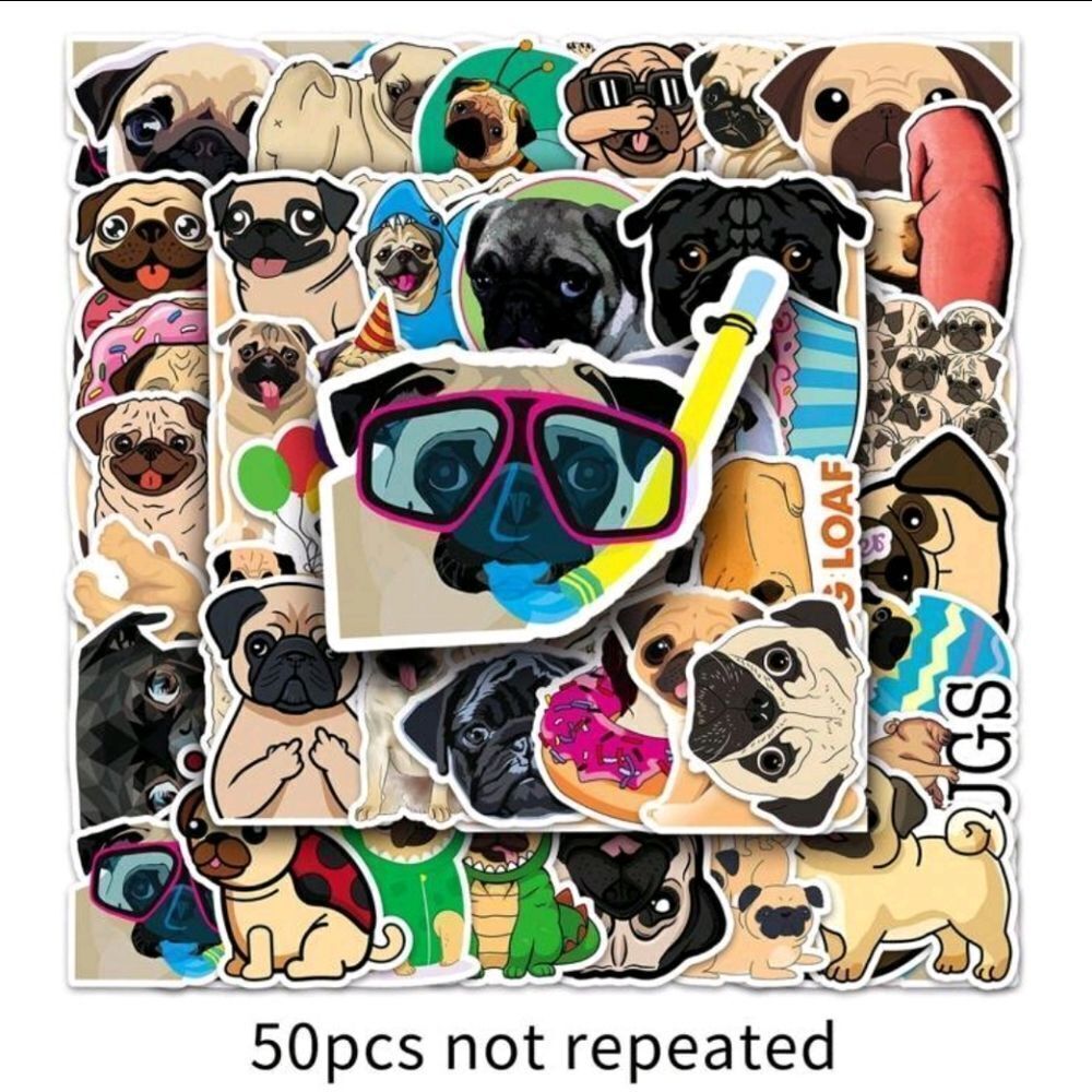 Cartoon Pug Dog Stickers - Picture 6 of 8